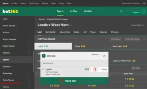 Boleto de apuestas de Bet365